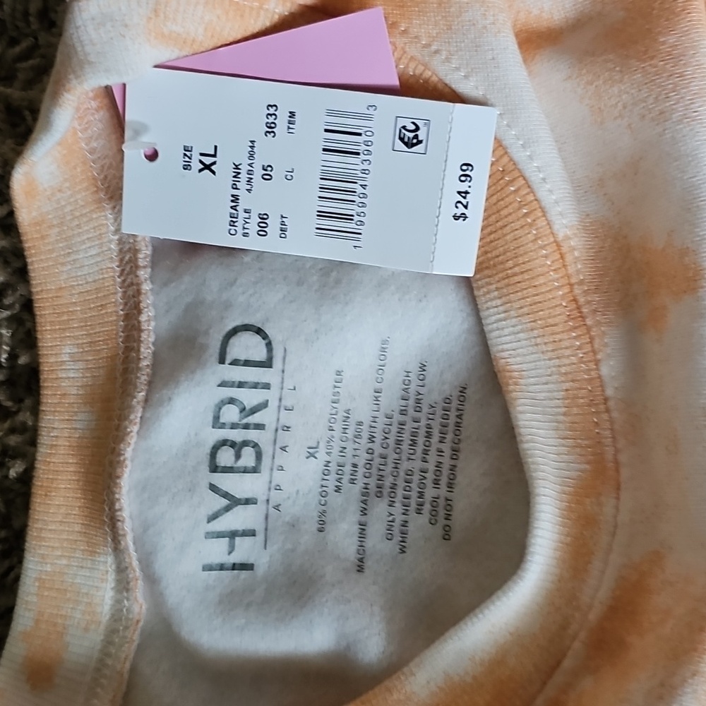 NWT New York Knicks Hybrid Crewneck Sweatshirt Orange Tie-Dye XL NBA Basketball - Picture 5 of 5